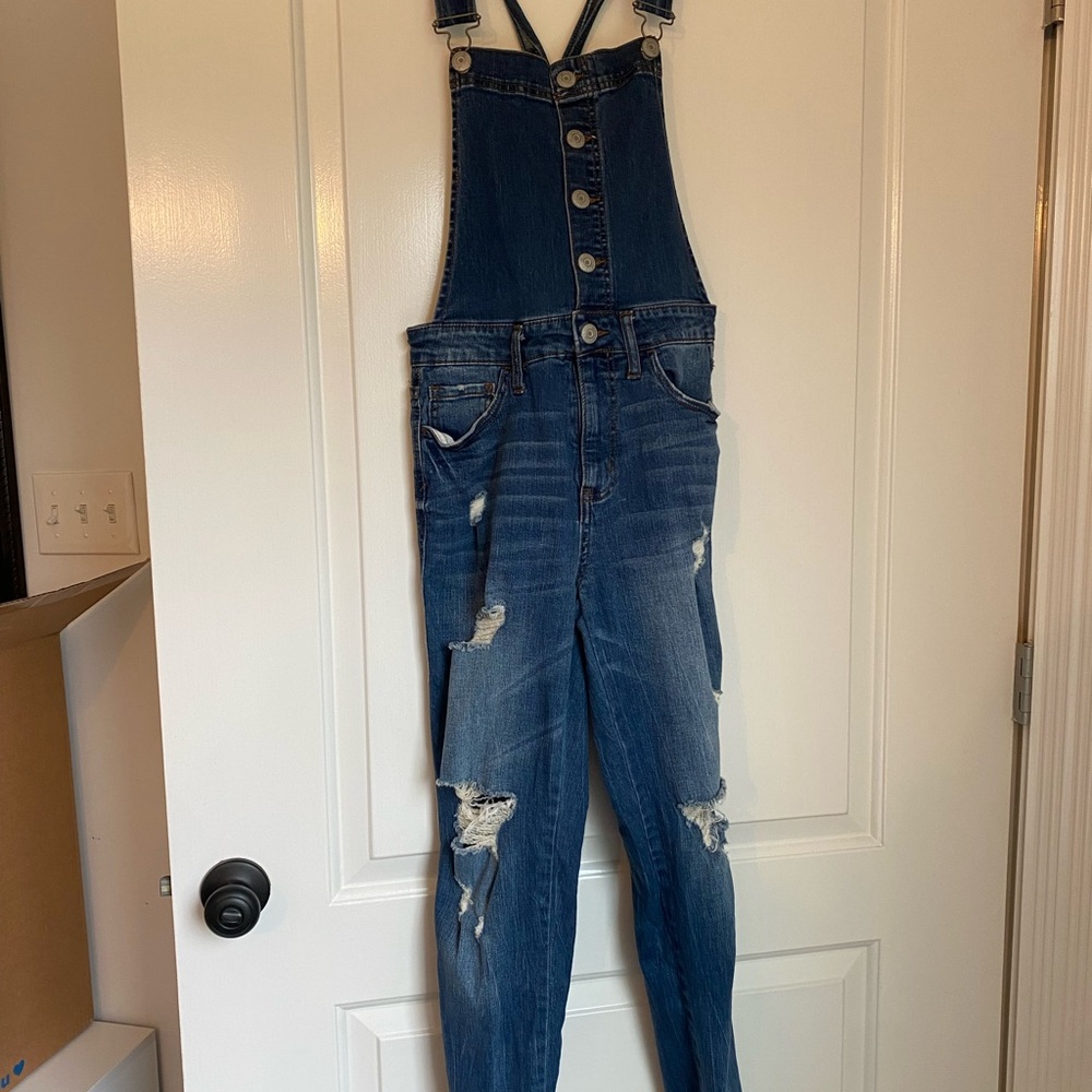Classic Distressed Denim Overalls